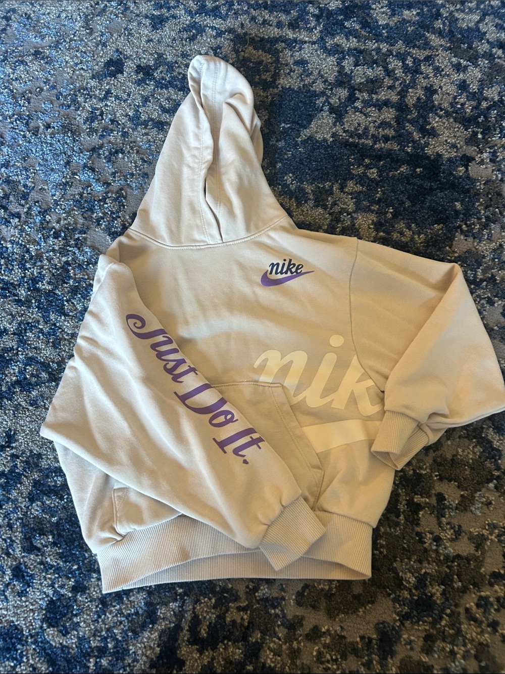 Nike Beige Hoodie with Purple Logos